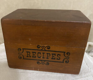 Vintage Wood Recipe Box Mid Century Farmhouse Kitchen Baking Decor Index