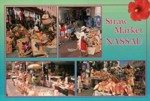Strohmarkt, Nassau, Bahamas Karibik, Kunsthandwerk und Muscheln --- Postkarte - Bild 1 von 2
