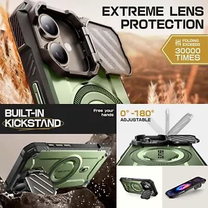 For iPhone 16 (6.1 inch), SUPCASE Rugged Magnetic Case with Lens Cover Kickstand - Picture 1 of 32