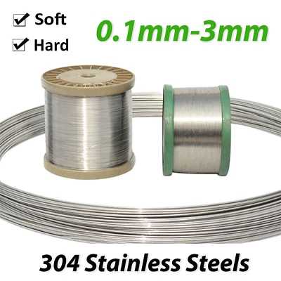304 Stainless Steel Wire Soft / Hard Wire Craft Jewellery Florist Wire Rustproof - image 1 of 4