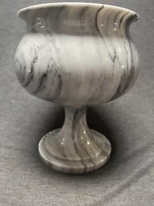 Large Natural Marble Pedestal Bowl 10” Tall - Picture 1 of 12