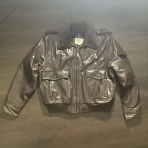 Eagle Leather Flight Bomber Jacket Coat Faux Fur Size XL - Picture 1 of 12