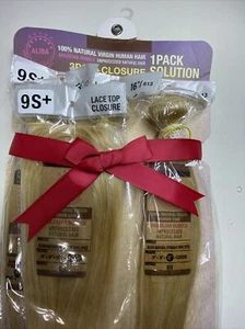 9S+ ALIBA_100%_VIRGIN_HAIR 14", 16", 18" + Closure_1 PACK SOLUTION_#613 - Picture 1 of 7
