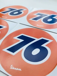4er Set VESPA 76 Aufkleber Sticker Schild Motorroller Roller Rallye Startnummer - Bild 1 von 3