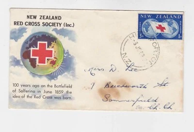 NZ 1959 Sc B56 on red cross FDC   r1360 - Image 1 of 3