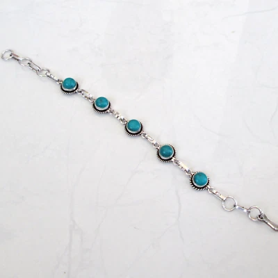 Green Turquoise handmade .silver plated  adjustable bracelet sexy girl jewelry - Image 1 of 4