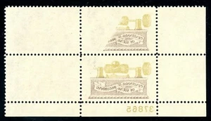 EFO 1705 ERSTAUNLICHER VERSATZ BRAUNER & GELBER TINTE AUF GUMMISEITE & PLATTE # & 2 BRIEFMARKEN - Bild 1 von 4