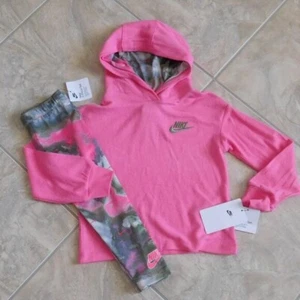 NWT 2pc Nike Pink & Green Camouflage Hooded Sweatshirt & Leggings Set sz 4 6 6X - Picture 1 of 1