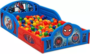 Kids Toddler Bed Marvel Spider-Man Sleep and Play Built-In Guardrails Little Boy - Picture 1 of 7