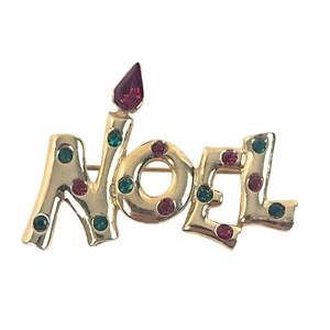 Vintage Eisenberg Ice Christmas NOEL Anstecknadel Brosche goldfarben - Bild 1 von 5