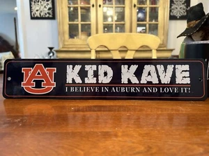 AUBURN AU SIGN~Sturdy Metal~KID KAVE~I Believe In Auburn & Love It~ 16x3.25~VGC~ - Picture 1 of 6