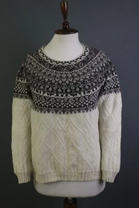IVKO Beige & Black Round Neck Wool Long Sleeve Knit Pullover Sweater Size 36 - Picture 1 of 19