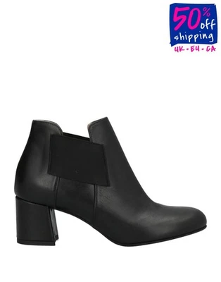 RRP€426 STELE Leather Chelsea Boots US8 UK5 EU38 Black Square Heel Made in Italy - Image 1 of 4