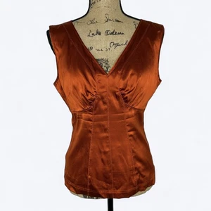 Top Cami De Colección Express Y2k Seda Talla 14 Cobre Naranja Sin Mangas Acanalado Elástico LEER - Imagen 1 de 14