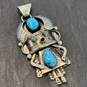 Maria Ortiz Navajo Kachina Anhänger Sterling Silber Türkis Vintage Z3 - Bild 1 von 11