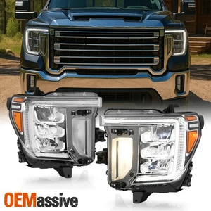 For 20-23 GMC Sierra 2500HD 3500HD w/ Halogen Signal LED DRL Headlights Assembly - Picture 1 of 9