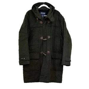 Lands' End Vintage Wool Military Field Jacket Toggle Hooded Coat Size 42–44 - Picture 1 of 15