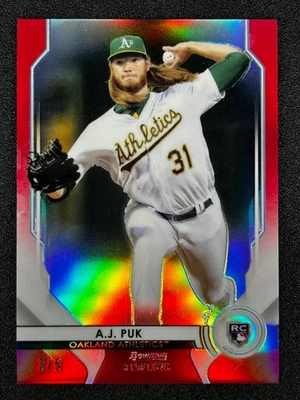 A.J. Puk 2020 Bowman Sterling Red Refractor 3/5 RC ROOKIE ATHLETICS *Read* - Image 1 of 2