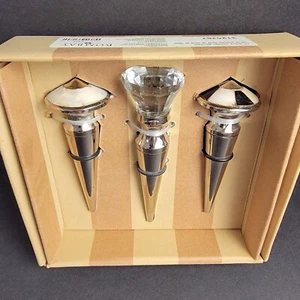Vtg. Bombay Co. Set of 3 Bottle Stoppers Mother of Pearl Glass Metal NWF, READ - Picture 1 of 6