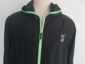 PSYCHO BUNNY New Men’s Black Hooded Windbreaker Jacket Size XXXL - Picture 1 of 17