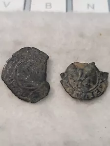 SPAIN FERDINAND ISABELLA~ 1400's ~ 1 DINERO LOT ~ F ~ 2 COINS - Picture 1 of 2