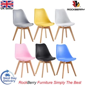Set of 1/2/4 Tulip Dining Chairs Designer Chairs Wooden Home Office Kitchen - Picture 1 of 44