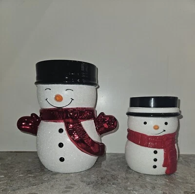 Bath & Body Works Glitter Snowman 3 Wick Candle Holder and Foaming Soap Holder  - Image 1 of 4