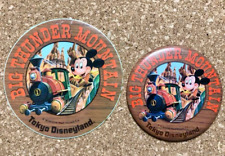 Disneyland Big Thunder Mountain Pinback Bagde & Sticker Set  Mickey  Tokyo Japan