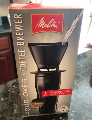 Cafetera Melitta, cafetera verter de una sola taza con taza de viaje, negra Foto 1 de 2