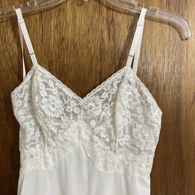 Vintage Kayser Full Slip White Lace Lined Top Slip Sz 32 Adjustable Straps