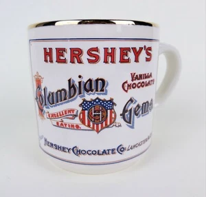 Hershey Coffee Mug Columbia Gems Ceramic Blue Red Gold Rim Tea Cup - Picture 1 of 4