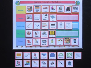 Artículos para empacar para gráficos escolares y tarjetas - autismo, TDAH, ayudas visuales, PECS, SEN - Imagen 1 de 8