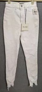 DL1961 Jeans Women's 24 White Super High Rise Distressed Destroyed Hem Chrissy - Picture 1 of 9