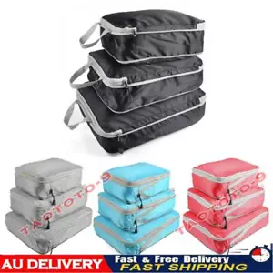 3PCS Compression Bags Organiser Suitcases Packing Cubes Travel Storage Luggage - Picture 1 of 15