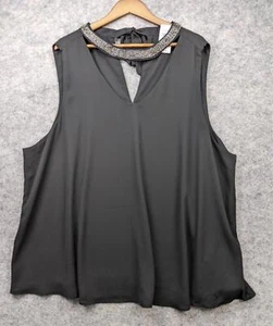 Top Torrid donna 4X nero georgette impreziosito cravatta schiena girocollo canotta - Foto 1 di 14