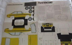 CARDBOARD CUT OUT ESCORT 2.0 LITRE GL WITH RALLY PACK FORD ADVERTISING - Picture 1 of 1