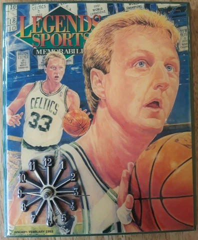 Vintage Larry Bird NBA Boston Celtics CLOCK Legend Sports Plaque Cover