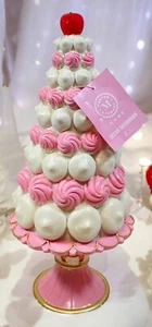 MARTHA STEWART Valentine Birthday Pink White Cake Cherry On Pedestal Decor 15" - Picture 1 of 1