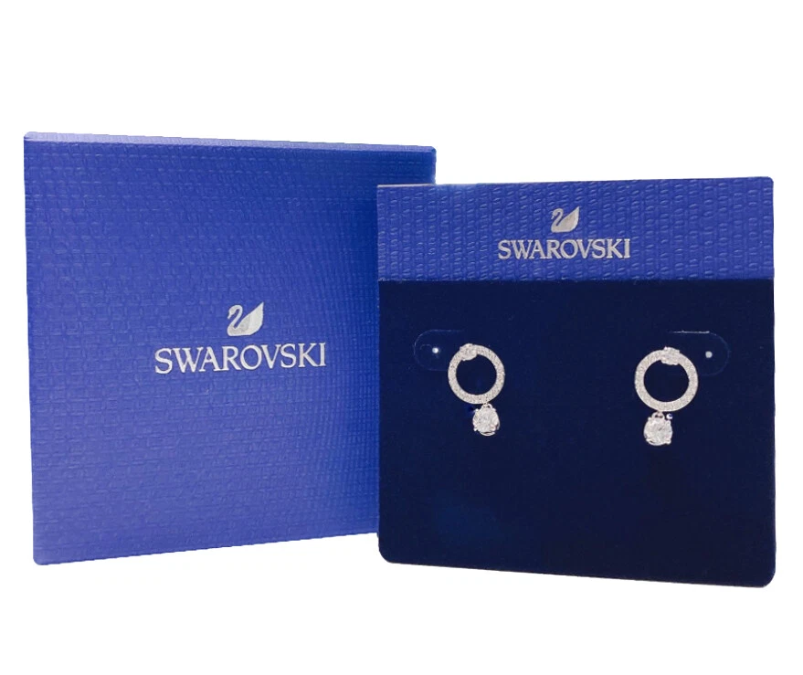 Authentic Swarovski Rhodium Sparkle Crystal Attract Circle Earrings 5563278