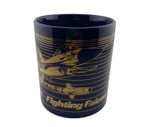 Taza de café F-16 Fighting Falcon azul dorado 15 onzas LEER - Imagen 1 de 10