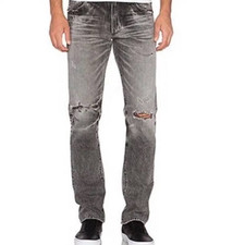 New Agolde Men's Rockwell Slim Fit Whiskered Distressed Jeans Size 36