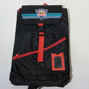 VINTAGE 90's COCA-COLA 1990 SCHOOL BAG BACKPACK ATLANTA GEORGIA BLACK - Picture 1 of 10