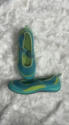 L.L. Bean Mary Jane,绿松石和绿色,无带鞋青少年 5 码 — 第 1/4 张图片