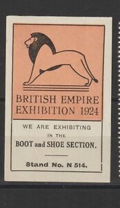 UK Poster Stamp Wembley 1924 Boot and Shoe Stand Number Imperf 