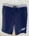 Boy's Lands' End Knit Athletic Shorts Blue Gray Shark Loose Fit Size L 14-16