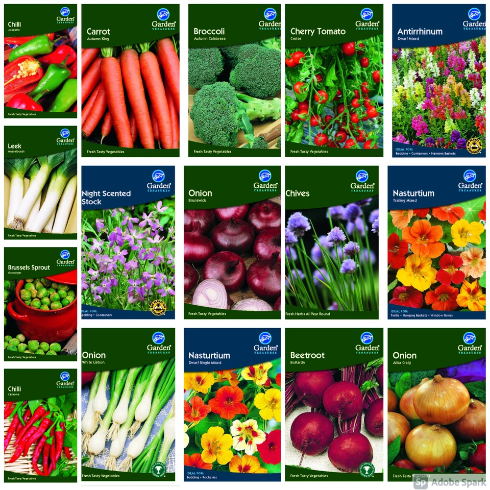  Garden Treasures Vegetable Herb & Flower Seeds Quantity Discounts  Free Postage - Image 1 of 1