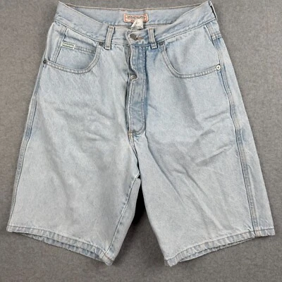 Pantalones Cortos De Colección Guess Para Mujer 28 10" Lavado Claro Botón Mosca Logo Grunge Hip Hop Años 90 EE. UU. Foto 1 de 4