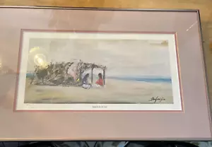 Ted DeGrazia firmado SILENCIOSAMENTE JUNTO AL MAR estampado numerado vintage 15x23 - Imagen 1 de 10