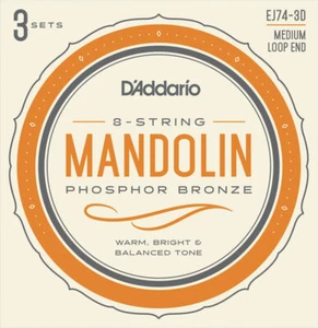 Cuerdas de mandolina D'Addario EJ74-3D, bronce fósforo, mediano, 11-40, 3 juegos - Imagen 1 de 1