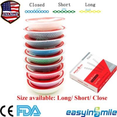EASYINSMILE Dental Orthodontic Power Chains Elastic Braces Rubber Bands Short Long Closed
